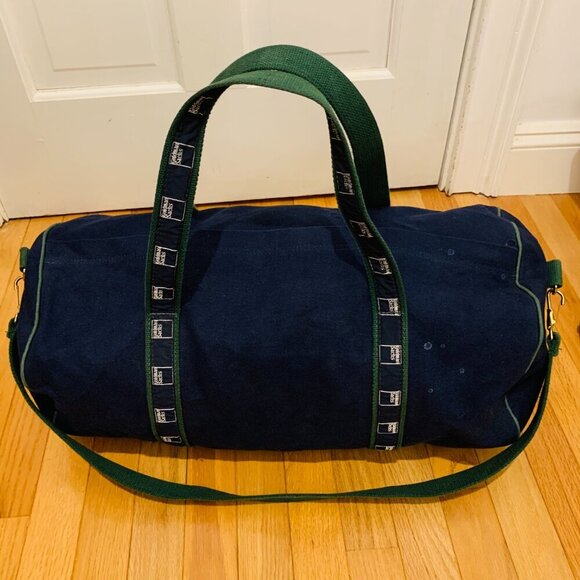 21” Goldman Sachs Canvas Duffel Green & Navy Banker Bag - Picture 9 of 16